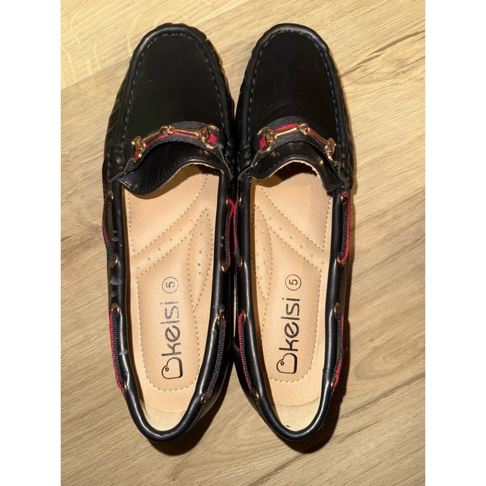 Kelsi Women's Red, Black, and Gold Loafers - Size 5